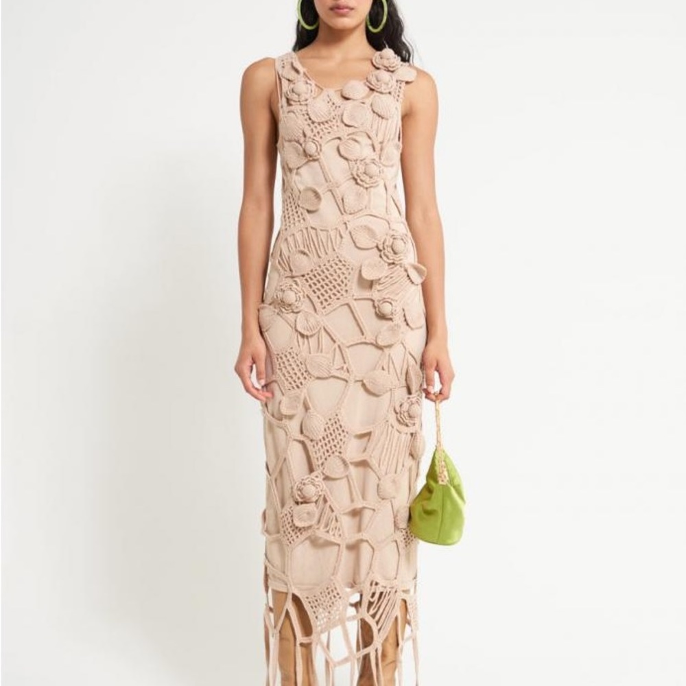 Cult Gaia Chandler Crochet Dress in Sand